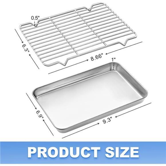 Baking Sheet with Wire Rack, Cookie Sheet Baking Pan Toaster Oven Tray - Picture 2 of 8